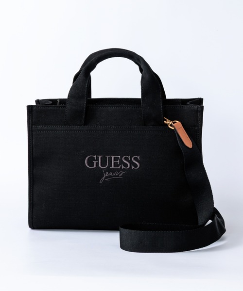 Guess(ゲス)の「【GUESS】ゲス GUESS JEANS HAWLEY LARGE TOTE トートバッグ(トートバッグ・レディース・ベージュ/ブルー系その他/ブラック・FREE)」の1枚目の写真