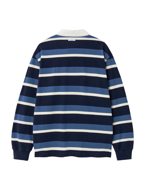 YALE(イェール)の「ストライプラグビーピケ長袖Tシャツ_ネイビー(Tシャツ/カットソー・レディース・その他・SMALL/MEDIUM/LARGE/X-LARGE)」の2枚目の写真