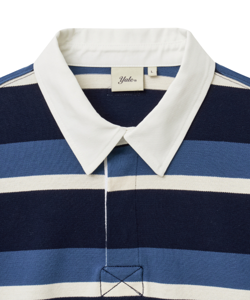 YALE(イェール)の「ストライプラグビーピケ長袖Tシャツ_ネイビー(Tシャツ/カットソー・レディース・その他・SMALL/MEDIUM/LARGE/X-LARGE)」の3枚目の写真