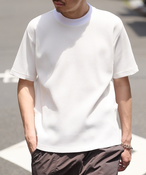 narifuri(ナリフリ)の「【narifuri】マルチワッフルクルーネックTシャツ NF1174(Tシャツ/カットソー・メンズ・ブラック/カーキ/ライトグレー/ホワイト/チャコールグレー/ターコイズブルー・S/M/L/XL/XS)」の21枚目の写真