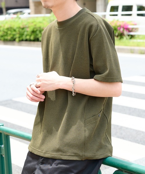 narifuri(ナリフリ)の「【narifuri】マルチワッフルクルーネックTシャツ NF1174(Tシャツ/カットソー・メンズ・ブラック/カーキ/ライトグレー/ホワイト/チャコールグレー/ターコイズブルー・S/M/L/XL/XS)」の11枚目の写真