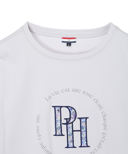 Petit Honfleur(プチオンフルール)の「【Liberty】リバティプリントロゴ刺しゅうTシャツ【オーガニックコットンブレンド・UVカット・接触冷感】(Tシャツ/カットソー・レディース・グレー/ホワイト・M/L)」の18枚目の写真