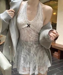 ハーフミニ丈ホルターネックインナーワンピース