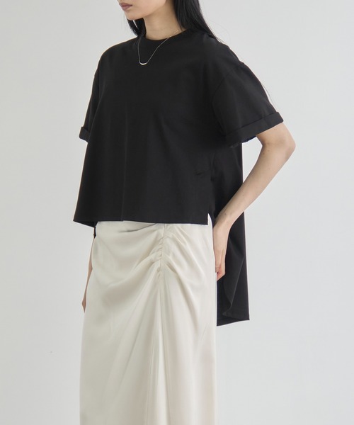 CITY TOKYO(シティトウキョウ)の「【CITY TOKYO/シティートウキョウ】High Low Design Tops/ハイローデザイントップス(Tシャツ/カットソー・レディース・ライトブルー/ホワイト/ブラック・FREE)」の3枚目の写真