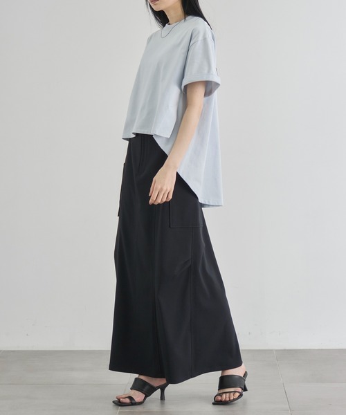 CITY TOKYO(シティトウキョウ)の「【CITY TOKYO/シティートウキョウ】High Low Design Tops/ハイローデザイントップス(Tシャツ/カットソー・レディース・ライトブルー/ホワイト/ブラック・FREE)」の6枚目の写真