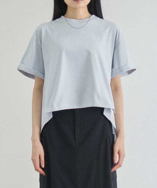 CITY TOKYO(シティトウキョウ)の「【CITY TOKYO/シティートウキョウ】High Low Design Tops/ハイローデザイントップス(Tシャツ/カットソー・レディース・ライトブルー/ホワイト/ブラック・FREE)」の7枚目の写真