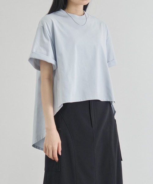 CITY TOKYO(シティトウキョウ)の「【CITY TOKYO/シティートウキョウ】High Low Design Tops/ハイローデザイントップス(Tシャツ/カットソー・レディース・ライトブルー/ホワイト/ブラック・FREE)」の5枚目の写真