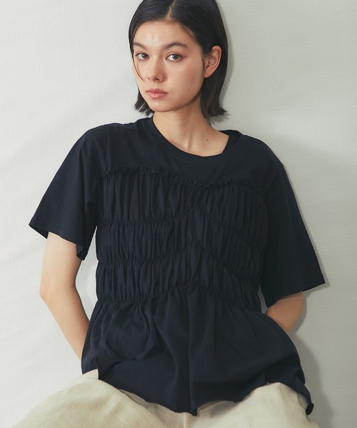 SMILE ORCHID(スマイルオーキッド)の「【接触冷感】フロントシャーリングカットソー(Tシャツ/カットソー・レディース・チャコールグレー/アイボリー/ブラック・M)」の15枚目の写真