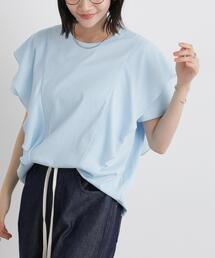 ラッフル異素材コンビカットトップス接触冷感&UVカット機能付