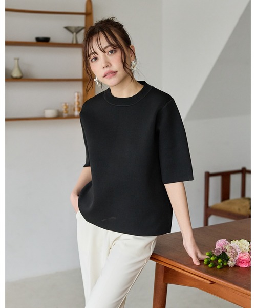 BIRTHDAY BASH(バースデイバッシュ)の「SATIN DOT SCARF COMBO SUMMER KNIT TOPS(Tシャツ/カットソー・レディース・ホワイト/ブラック・FREE)」の5枚目の写真