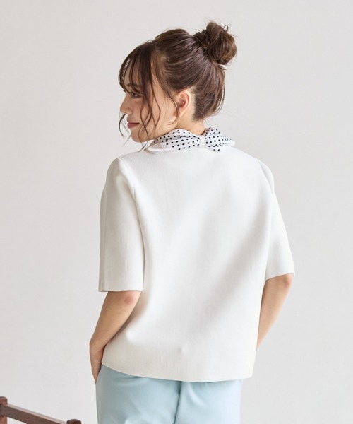BIRTHDAY BASH(バースデイバッシュ)の「SATIN DOT SCARF COMBO SUMMER KNIT TOPS(Tシャツ/カットソー・レディース・ホワイト/ブラック・FREE)」の8枚目の写真