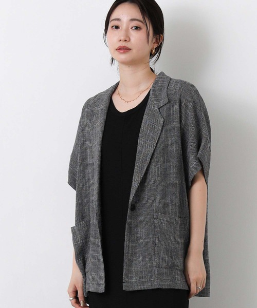 Gready Brilliant（グレディブリリアン）の「カラミテーラー５分袖（テーラードジャケット・レディース・アイボリー/ブラック系・38）」の19枚目の写真