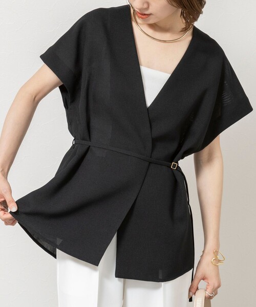 NOLLEY’S Sophi（ノーリーズソフィ）の「ウォッシャブルスラブメッシュフレンチジレ（ベスト・レディース・ベージュ/ブラック・38）」の2枚目の写真