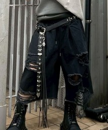 Never mind the XU（ネバーマインドザエックスユー）の「【Never mind the XU】damage denim half pants / 【ネバーマインド ザ エックスユー】ダメージデニムハーフパンツ（デニムパンツ）」