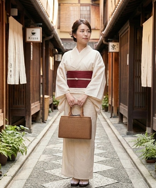 sankyo shokai(サンキョウショウカイ)の「かごバッグ 山葡萄 六角花編み(かごバッグ・レディース・ブラウン・FREE)」の5枚目の写真