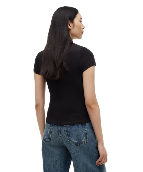 tommy jeans(トミー ジーンズ)の「スリムスクリプトリブショートスリーブTシャツ(Tシャツ/カットソー・レディース・ブラック/ホワイト・LARGE/X-SMALL/SMALL/MEDIUM)」の5枚目の写真