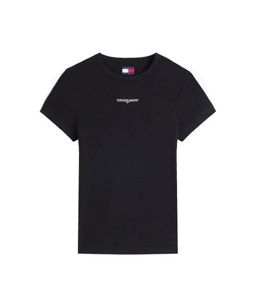 tommy jeans(トミー ジーンズ)の「スリムスクリプトリブショートスリーブTシャツ(Tシャツ/カットソー・レディース・ブラック/ホワイト・LARGE/X-SMALL/SMALL/MEDIUM)」の6枚目の写真