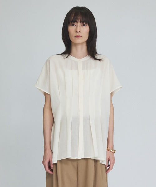 qualite(カリテ)の「ウエストタックブラウス 夏服 オフィスカジュアル きれいめ 羽織り(シャツ/ブラウス・レディース・ブラウン/オフホワイト/ブルー・フリー)」の11枚目の写真