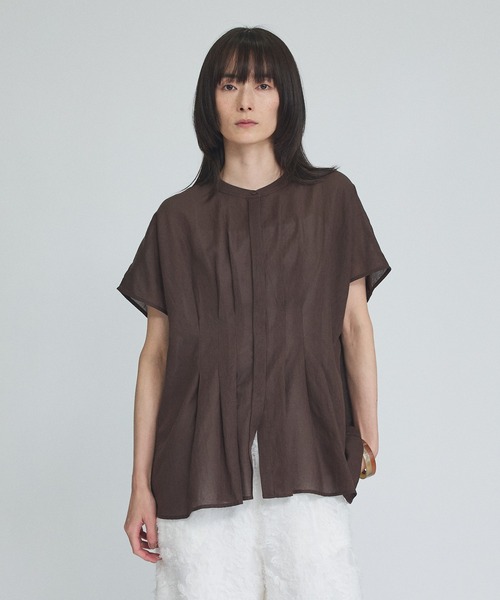 qualite(カリテ)の「ウエストタックブラウス 夏服 オフィスカジュアル きれいめ 羽織り(シャツ/ブラウス・レディース・ブラウン/オフホワイト/ブルー・フリー)」の19枚目の写真