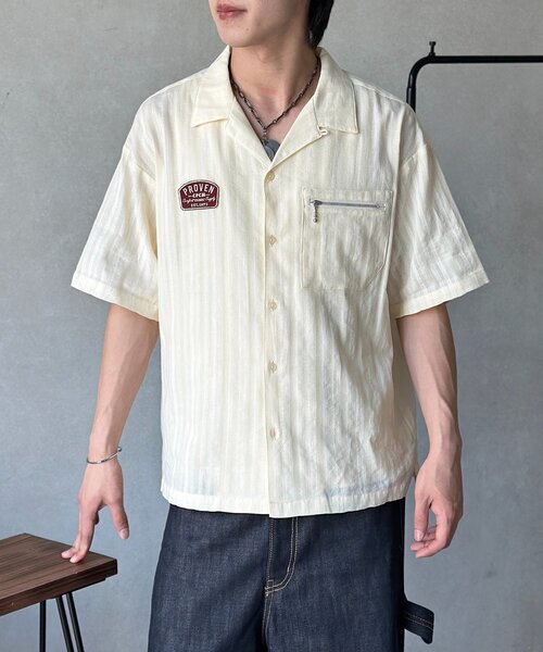 CPCM(シーピーシーエム)の「ワッペンドビー半袖開襟シャツ(シャツ/ブラウス・メンズ・アイボリー/レッド/ブルー・FREE)」の2枚目の写真
