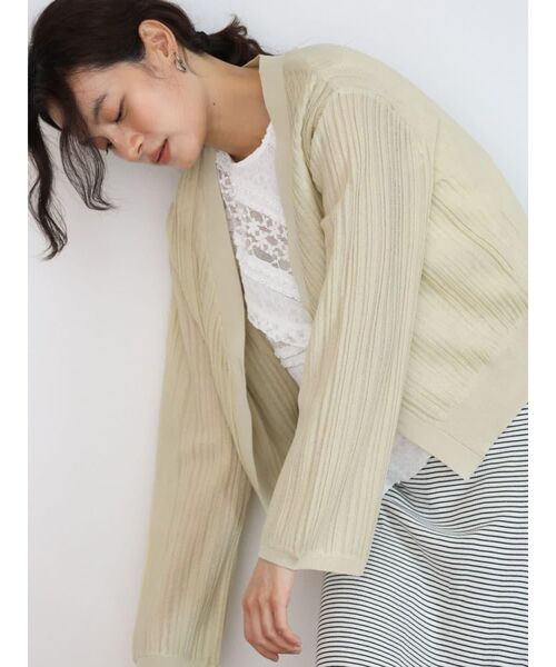 FIKA.（フィーカ）の「Sheer rib knit cardigan（カーディガン/ボレロ・レディース・チャコール/ブラック/ベージュ・MEDIUM）」の12枚目の写真