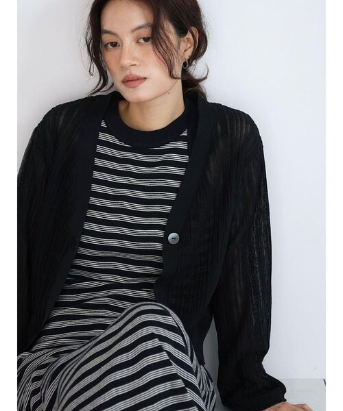 FIKA.（フィーカ）の「Sheer rib knit cardigan（カーディガン/ボレロ・レディース・チャコール/ブラック/ベージュ・MEDIUM）」の10枚目の写真