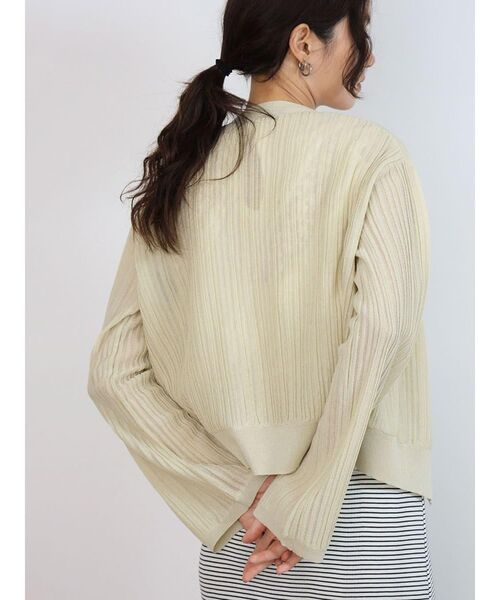 FIKA.（フィーカ）の「Sheer rib knit cardigan（カーディガン/ボレロ・レディース・チャコール/ブラック/ベージュ・MEDIUM）」の7枚目の写真