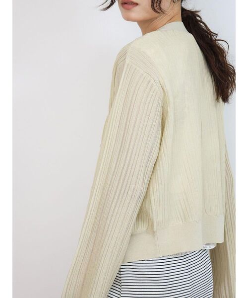 FIKA.（フィーカ）の「Sheer rib knit cardigan（カーディガン/ボレロ・レディース・チャコール/ブラック/ベージュ・MEDIUM）」の8枚目の写真