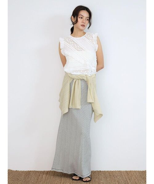 FIKA.（フィーカ）の「Sheer rib knit cardigan（カーディガン/ボレロ・レディース・チャコール/ブラック/ベージュ・MEDIUM）」の9枚目の写真
