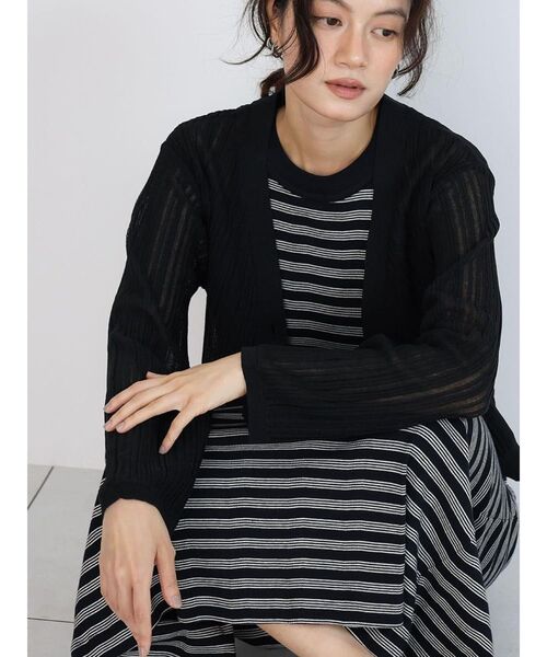 FIKA.（フィーカ）の「Sheer rib knit cardigan（カーディガン/ボレロ・レディース・チャコール/ブラック/ベージュ・MEDIUM）」の11枚目の写真