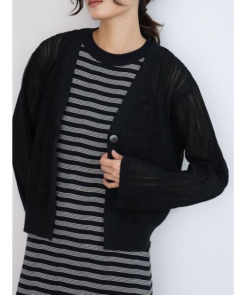 FIKA.（フィーカ）の「Sheer rib knit cardigan（カーディガン/ボレロ・レディース・チャコール/ブラック/ベージュ・MEDIUM）」の4枚目の写真