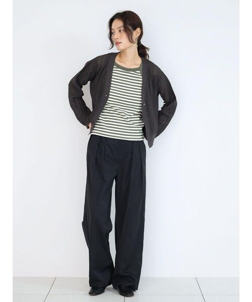 FIKA.（フィーカ）の「Sheer rib knit cardigan（カーディガン/ボレロ・レディース・チャコール/ブラック/ベージュ・MEDIUM）」の21枚目の写真