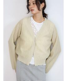 Sheer rib knit cardigan