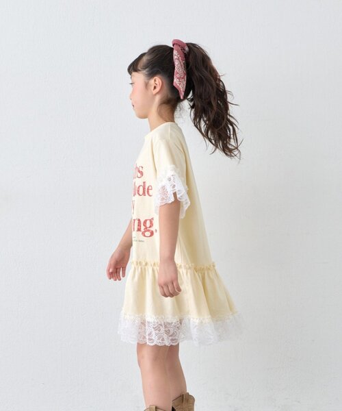 CIAOPANIC TYPY(チャオパニックティピー)の「【KIDS】かすれロゴレースレイヤードミニワンピチュニック(ワンピース・キッズ・チャコールグレー/アイボリー/グレー・110/150/130)」の15枚目の写真