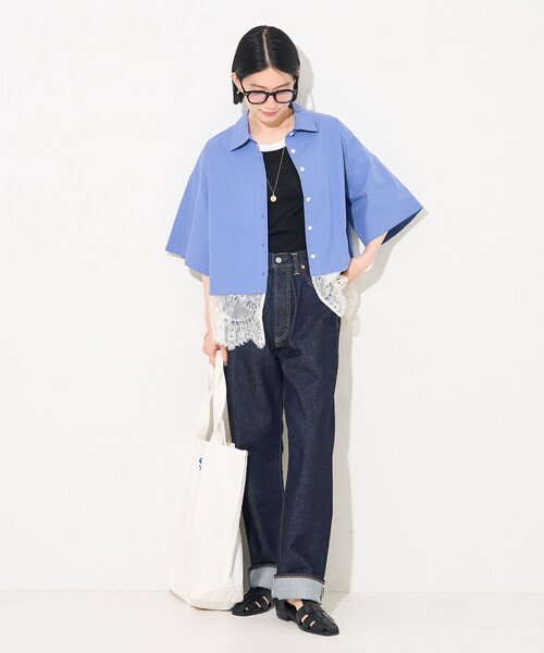 FREAK'S STORE(フリークスストア)の「レースレイヤード シャツ(シャツ/ブラウス・レディース・ブラック/オフホワイト/サックスブルー・フリ-)」の4枚目の写真