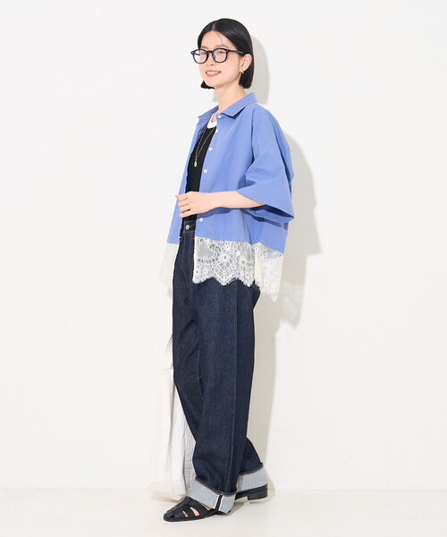 FREAK'S STORE(フリークスストア)の「レースレイヤード シャツ(シャツ/ブラウス・レディース・ブラック/オフホワイト/サックスブルー・フリ-)」の5枚目の写真