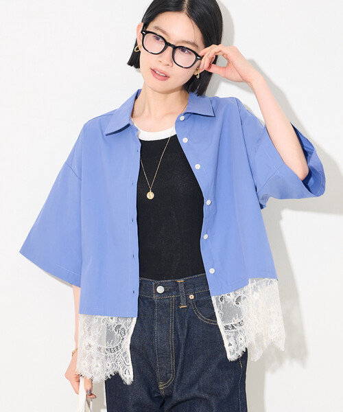 FREAK'S STORE(フリークスストア)の「レースレイヤード シャツ(シャツ/ブラウス・レディース・ブラック/オフホワイト/サックスブルー・フリ-)」の11枚目の写真