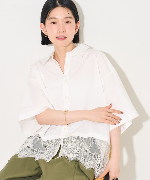 FREAK'S STORE(フリークスストア)の「レースレイヤード シャツ(シャツ/ブラウス・レディース・ブラック/オフホワイト/サックスブルー・フリ-)」の21枚目の写真