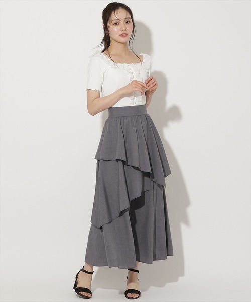 WILLSELECTION(ウィルセレクション)の「アシメギャザーティアードスカート(スカート・レディース・ブルー/サックスブルー/ベージュ・FREE)」の3枚目の写真