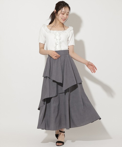 WILLSELECTION(ウィルセレクション)の「アシメギャザーティアードスカート(スカート・レディース・ブルー/サックスブルー/ベージュ・FREE)」の7枚目の写真