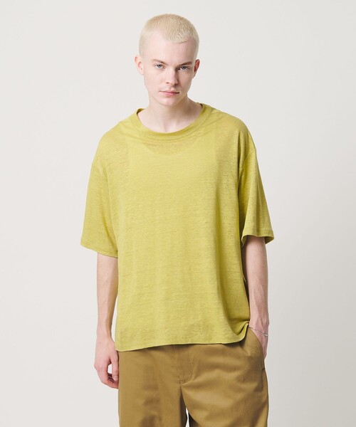 UNITED ARROWS & SONS(ユナイテッドアローズアンドサンズ)の「<UNITED ARROWS & SONS> LINEN CREW TEE/Tシャツ(Tシャツ/カットソー・メンズ・ライム・L/S/XL)」の1枚目の写真