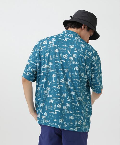 Jack Bunny!!（ジャックバニー）の「【Jack Bunny!!】PEメッシュアロハ柄プリント半袖モックネックカットソー（Tシャツ/カットソー・メンズ・ブルー/オレンジ・LARGE/X-LARGE/MEDIUM）」の5枚目の写真