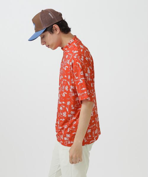 Jack Bunny!!（ジャックバニー）の「【Jack Bunny!!】PEメッシュアロハ柄プリント半袖モックネックカットソー（Tシャツ/カットソー・メンズ・ブルー/オレンジ・LARGE/X-LARGE/MEDIUM）」の12枚目の写真
