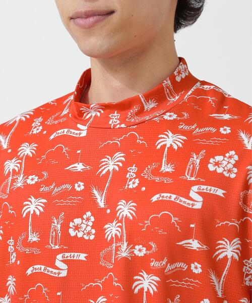 Jack Bunny!!（ジャックバニー）の「【Jack Bunny!!】PEメッシュアロハ柄プリント半袖モックネックカットソー（Tシャツ/カットソー・メンズ・ブルー/オレンジ・LARGE/X-LARGE/MEDIUM）」の14枚目の写真