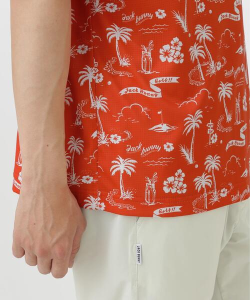 Jack Bunny!!（ジャックバニー）の「【Jack Bunny!!】PEメッシュアロハ柄プリント半袖モックネックカットソー（Tシャツ/カットソー・メンズ・ブルー/オレンジ・LARGE/X-LARGE/MEDIUM）」の16枚目の写真