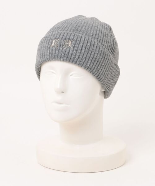 E RIN AI E(オリンアイ)の「【E RIN AI E】EE EMBLEM BASIC BEANIE / 【オリンアイ】EEエンブレムベーシックメタルロゴビーニー(ニットキャップ/ビーニー・メンズ・グレー/ブラック・ONE SIZE)」の2枚目の写真