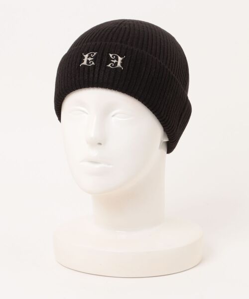 E RIN AI E(オリンアイ)の「【E RIN AI E】EE EMBLEM BASIC BEANIE / 【オリンアイ】EEエンブレムベーシックメタルロゴビーニー(ニットキャップ/ビーニー・メンズ・グレー/ブラック・ONE SIZE)」の1枚目の写真