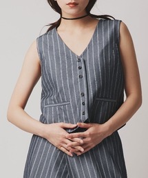 【W:Huku / ソフトタッチツイル】ノーカラー ベスト / Soft-Touch Twill No-Collar Vest