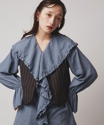 【W:Huku / ソフトタッチツイル】ノーカラー ベスト / Soft-Touch Twill No-Collar Vest