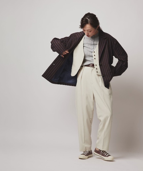 W:Huku(フーク)の「【W:Huku / ソフトタッチツイル】ノーカラー ベスト / Soft-Touch Twill No-Collar Vest(ベスト・レディース・ブラック/ベージュ系その他/ブラウン系その他/グレー系その他・FREE)」の11枚目の写真
